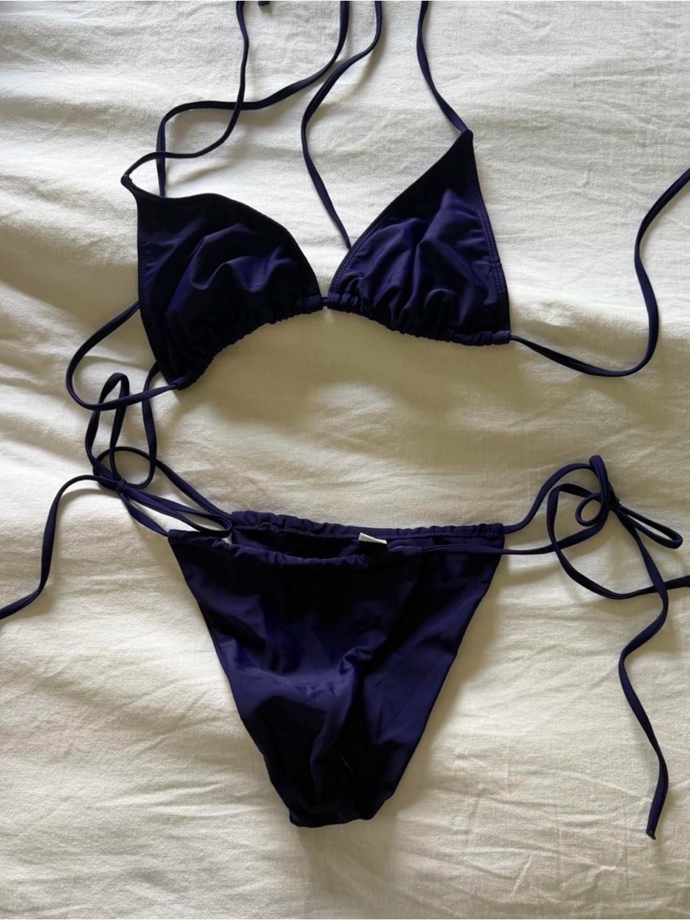 Classic Triangle String Bikini - Navy